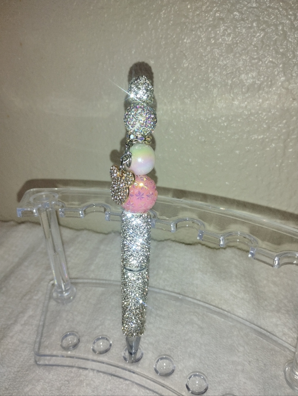 Crystal Charm Ballpoint Pen with Pastel Beads